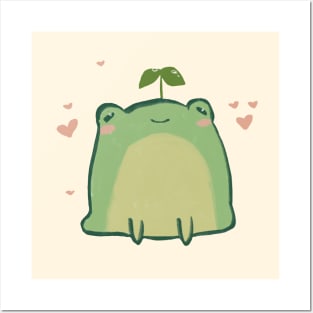 Cute Frog with Plant Posters and Art